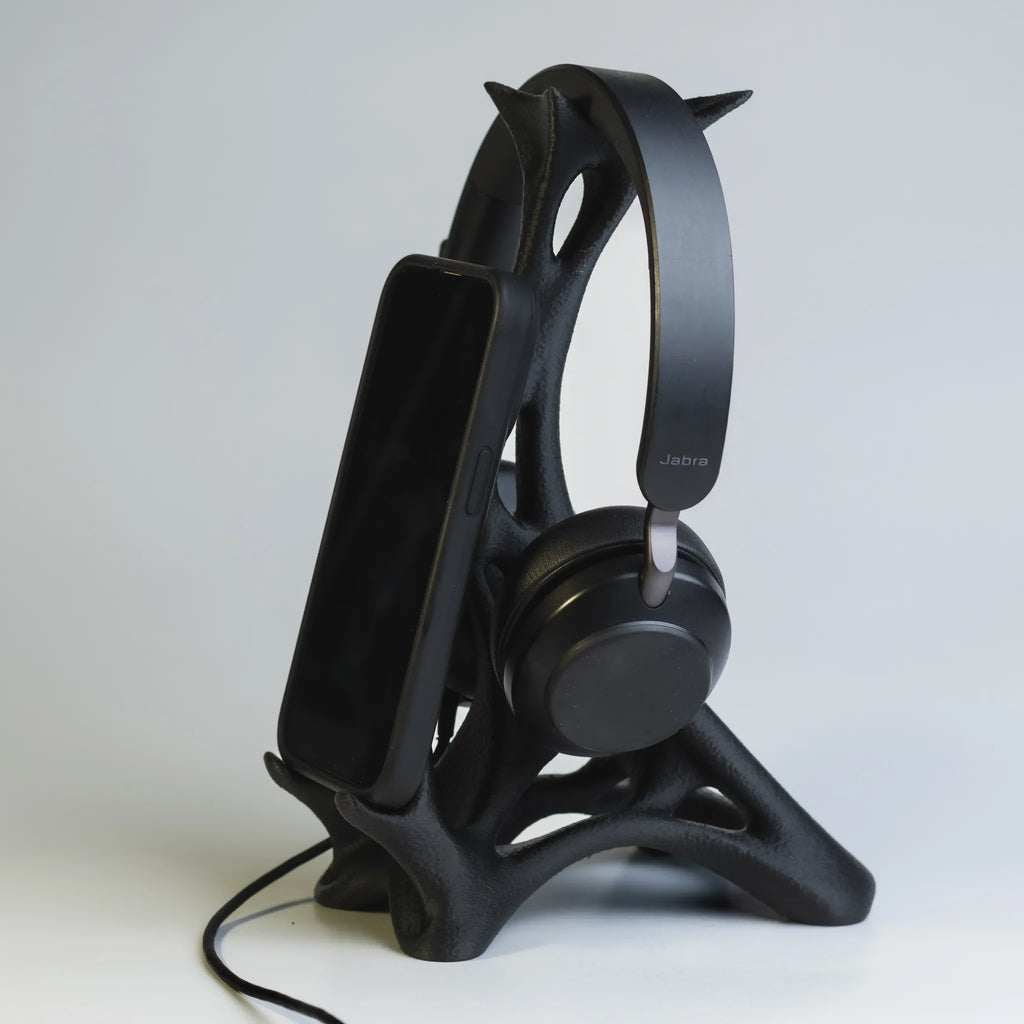 Suport pentru căști și telefon Negru